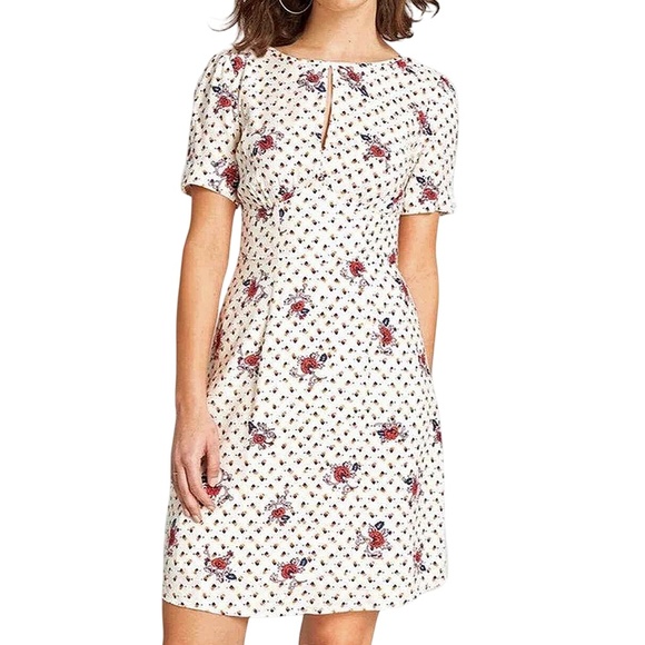 ModCloth Dress Keyhole Story A Line Floral Empire Waist Rayon Vintage Inspired - Picture 14 of 16